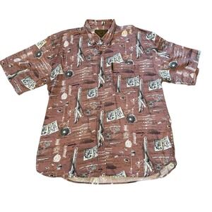 North River Shirt Mens XL Multicolor Button Down Short Sleeve Fly Fishing